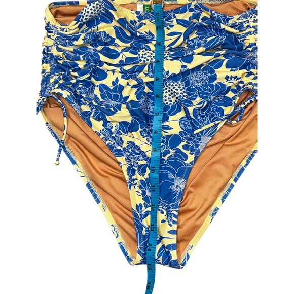 J.Crew Ruched high-rise bikini bottom Small with Top 36A Blue Floral Tropical - Picture 7 of 9